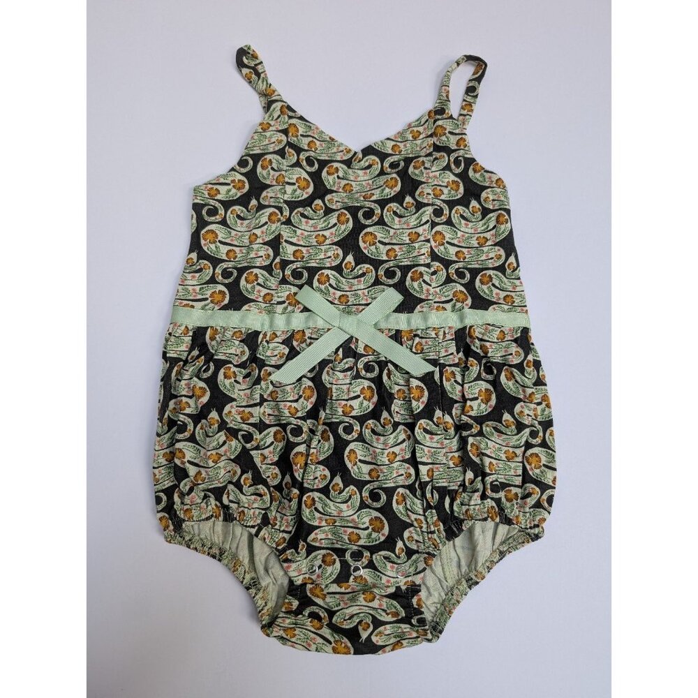 Kate Quinn Bamboo Spaghetti Bow Bubble Floral Snake 18-24 Months Baby Romper
